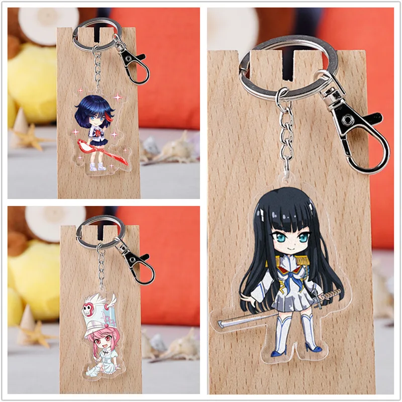 10 pcs/lot Anime KILL la KILL Acrylic Keychain Toy Matoi Ryuuko Figure Bag Pendant Double sided Key Ring Gifts