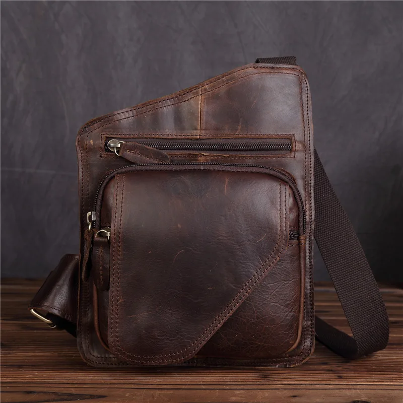 Международная торговля Взрывная кожаная нагрудная сумка мужская мессенджер Crazy
