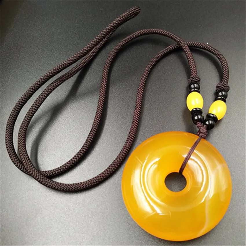Natural Yellowstone large safety button sweater chain pendant with string men and women jewelry gifts/1 | Украшения и аксессуары