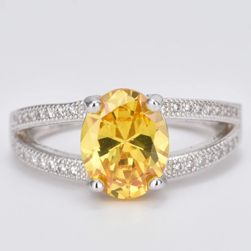 Карни Мода Овальные желтый кубического циркония Обручение Promise Ring Романтический