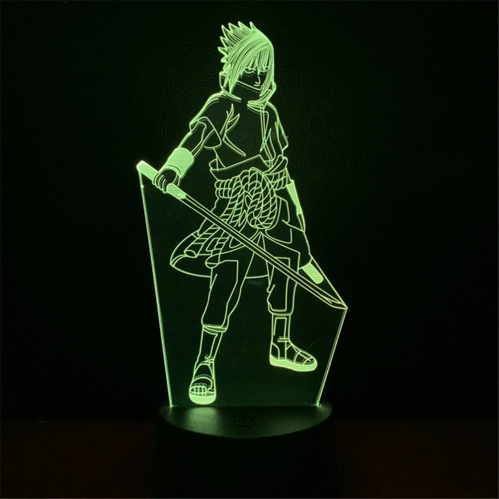 Uchiha Sasuke настольная лампа Lampara Naruto аниме фигурка детская спальня светодиодное