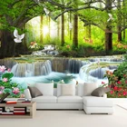 3D фрески на заказ, настенная бумага, натуральный зеленый лес, водопады, фото, настенная ткань для гостиной, ТВ, дивана, классический домашний декор, настенная бумага 3 D