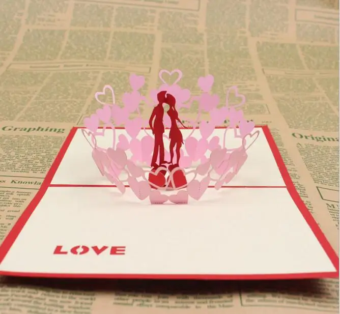 10 шт. полые жениха поцелуй невесты Киригами ручной работы Оригами 3D всплывающие