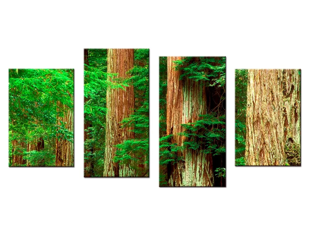 

4 pieces / set of green forest landscape modular picture print canvas printing picture for home decoration