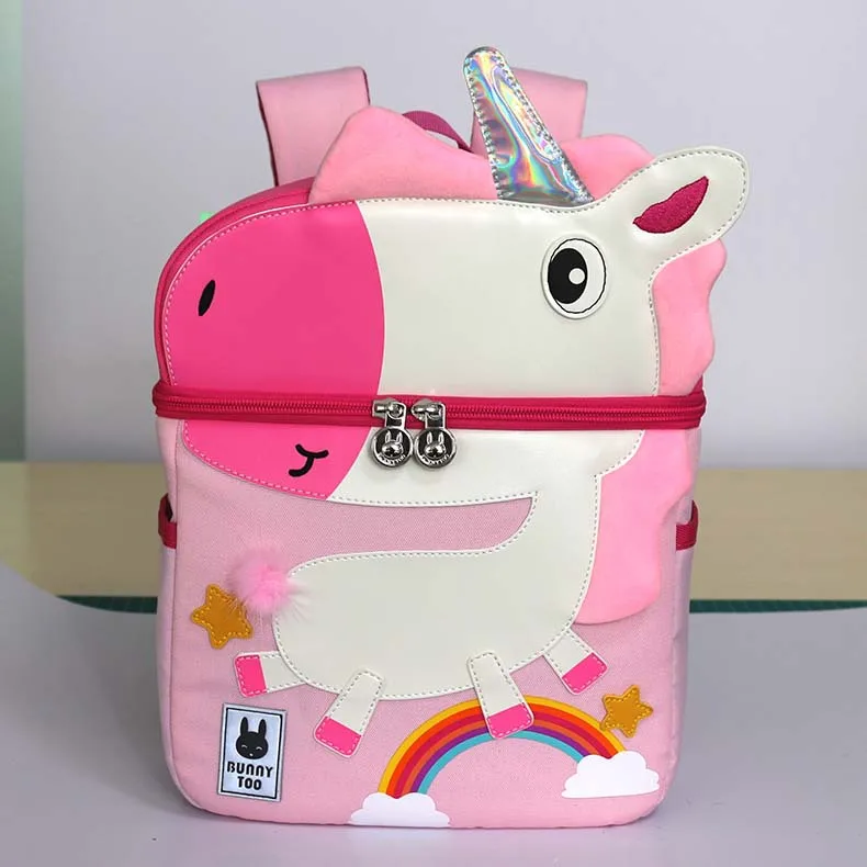 3D Cartoon Animal Kids Dinosaur Giraffe Unicorn Whale Elephant Flamingo Solid Color Backpack Children Pack