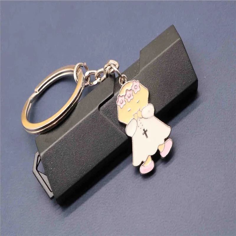 Католический Шарм мультфильм брелок для ключей с ангелом Мини ювелирные изделия