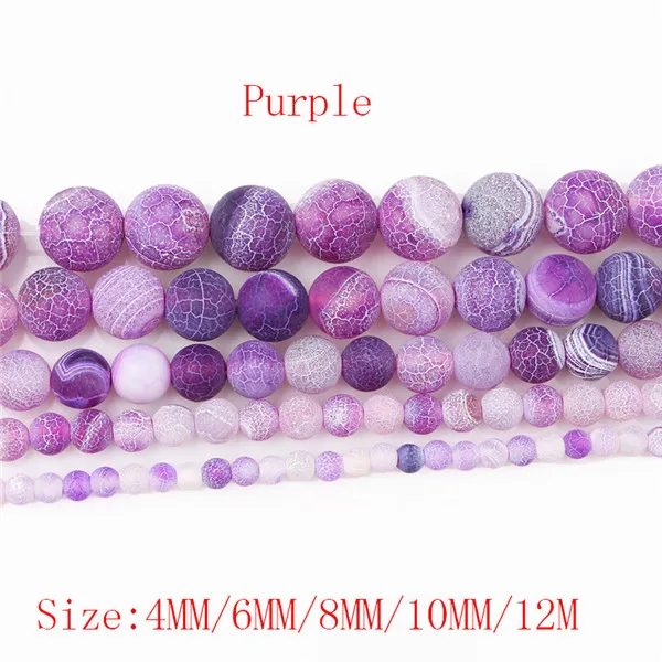 purple agate stone 4, 6, 8, 10, 12 мм бусины из натурального камня матовые потертые агатовые бусины круглая бусина из натурального камня для изготовления ювелирных изделий HK045 - Цвет: purple agate stone
