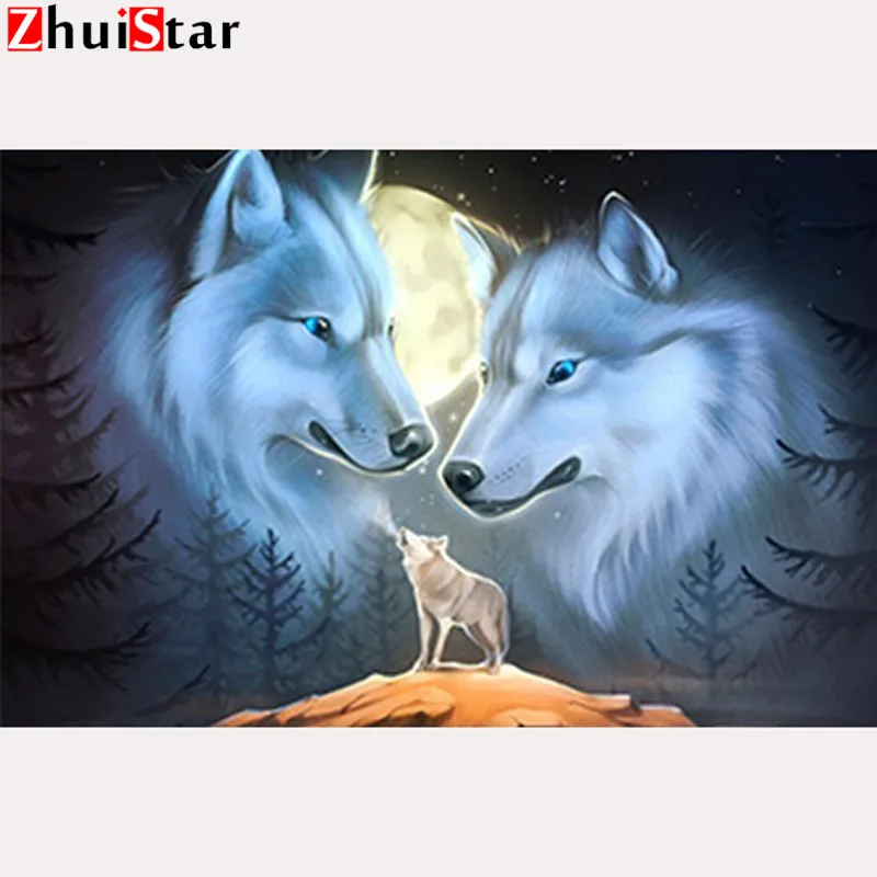 Zhui Star алмазная живопись два волка Стразы Diy полностью Квадратный бриллиант 5d
