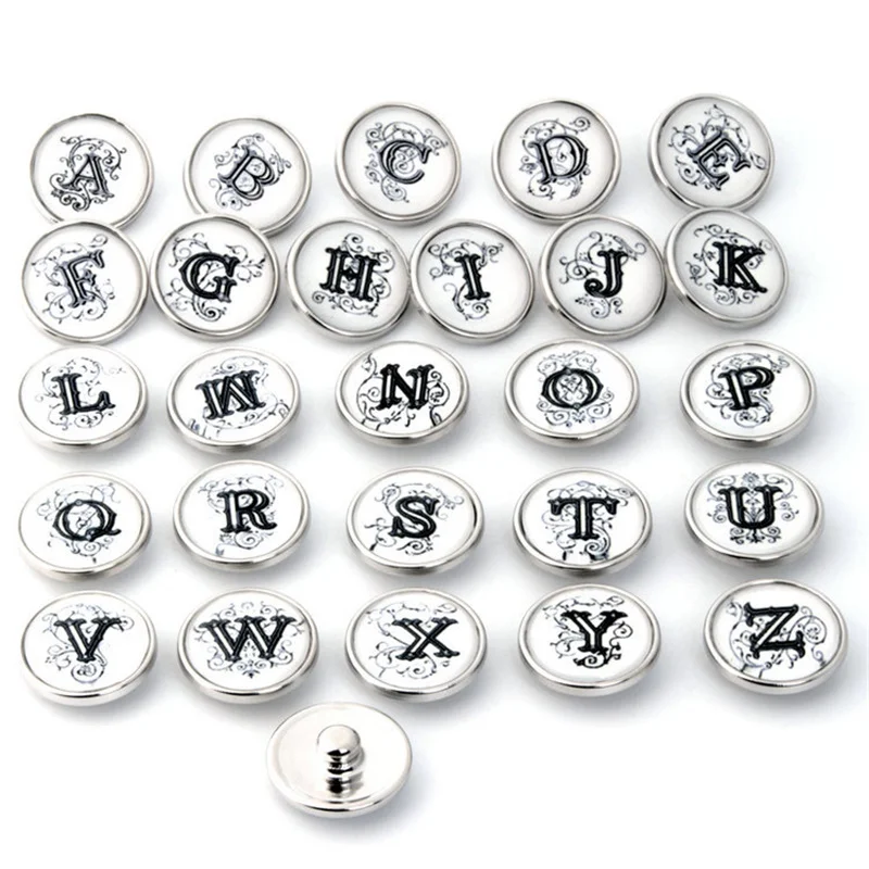 26 шт./лот Начальная A Z греческие буквы Алфавит кнопка оснастки ювелирных изделий