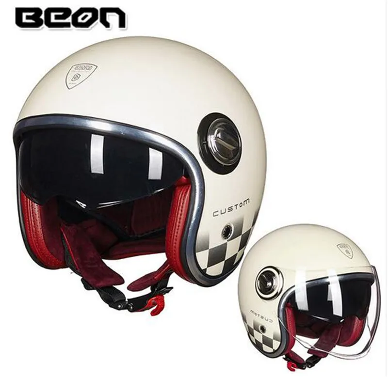 BEON мотоциклетный шлем Casco винтажный 3/4 с открытым лицом Capacete Байкерский скутер