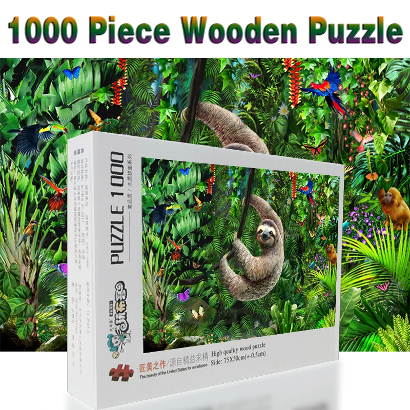 Милые ленивые Пазлы 1000 штук взрослые пазлы деревянные Мультяшные для детей