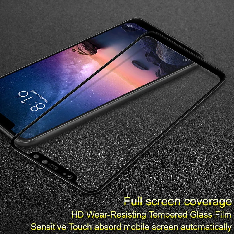 Для Xiaomi Redmi Note 6 Pro закаленное стекло Полное покрытие экрана IMAK Закаленное стекло протектор экрана полная защитная пленка - Цвет: Черный