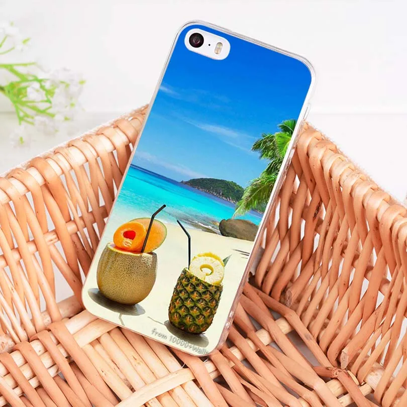 Чехол MaiYaCa для телефона из ТПУ с принтом фруктов кокоса на пляже iPhone 8 7 6 6S Plus X 10 5 5S