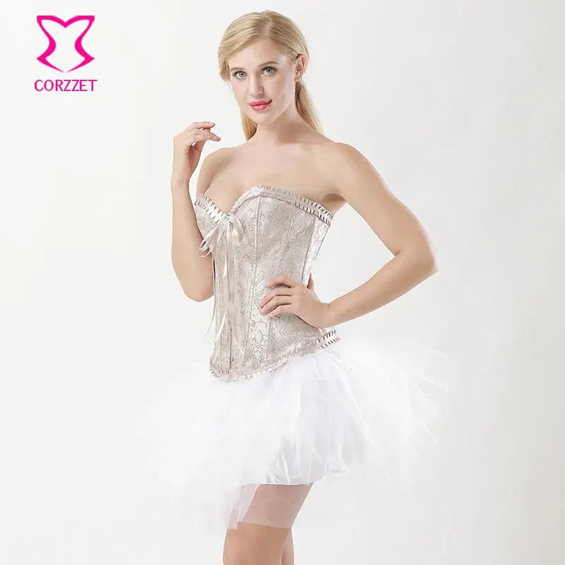 Бежевая парча с пейсли рисунком женское Бюстье для свадьбы сексуальные