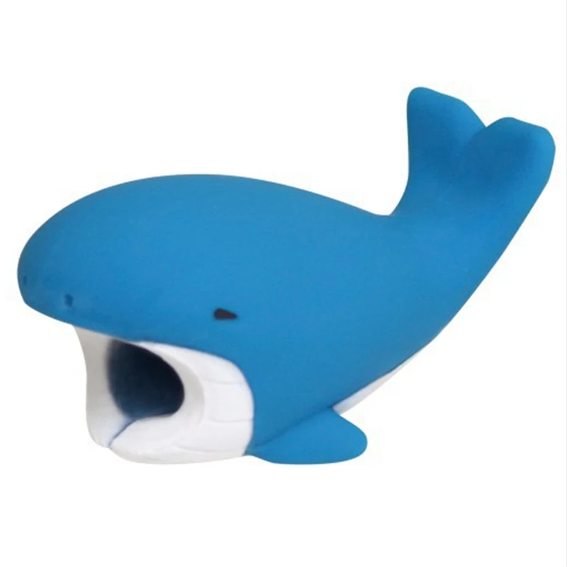 Whale 1 шт. kawaii кабель укус животное для iphone протектор в форме намотки собака укус телефон аксессуар шалость игрушка забавный - Цвет: Whale