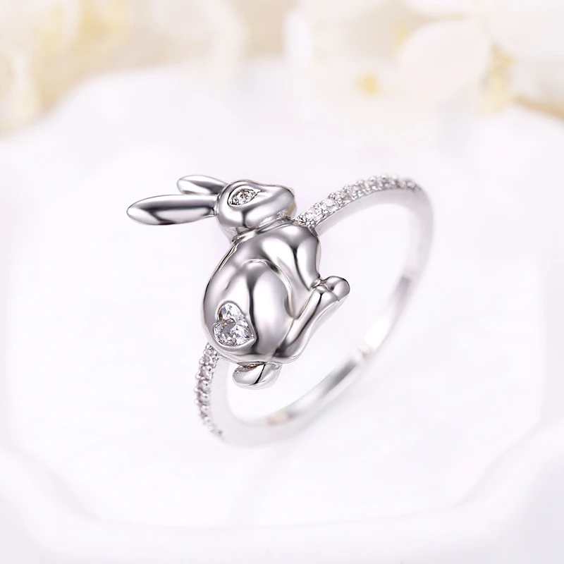 Кольцо с изображением животного сердце Форма AAA кубический циркон серебряного