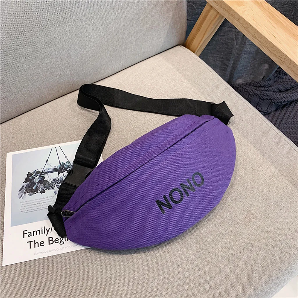 Фиолетовый NONO Letter Waist Bag Female Fashion Belt Chest Bag Handbag Unisex Fanny Pack Women Waist Pack Belly Bags Purse Yellow - Цвет: Фиолетовый