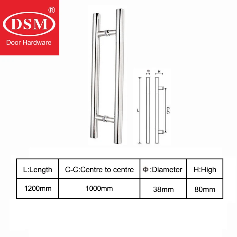 1200mm Length SUS304 Stainless Steel Modern Entrance Door Handle For Wooden/Glass/Metal Frame Doors PA-103-38D | Обустройство дома