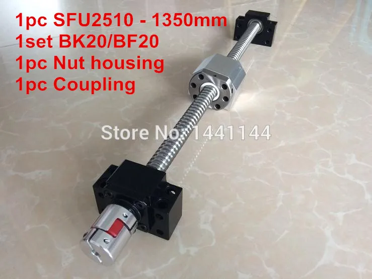 

SFU2510- 1350mm ball screw with ball nut + BK20 / BF20 Support + 2510 Nut housing + 17*14mm Coupling