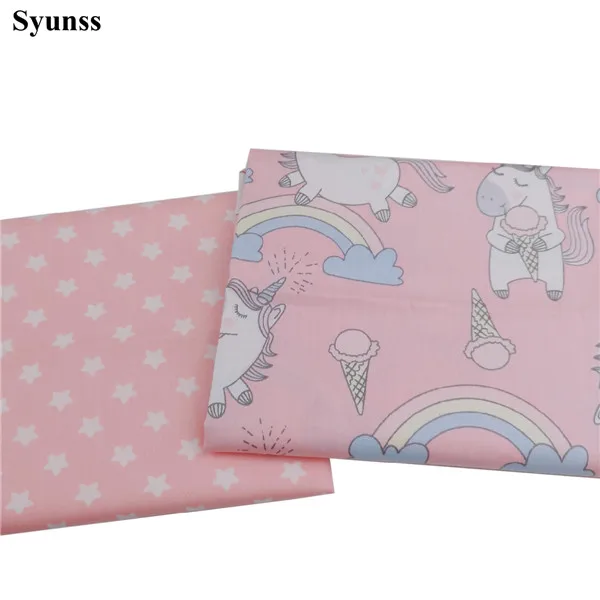 each design Syunss розовый мультфильм звезды печатный хлопок ткань DIY ткани лоскутное одеяло шитье детские игрушки постельные принадлежности стеганый Tecido ткань - Цвет: each design