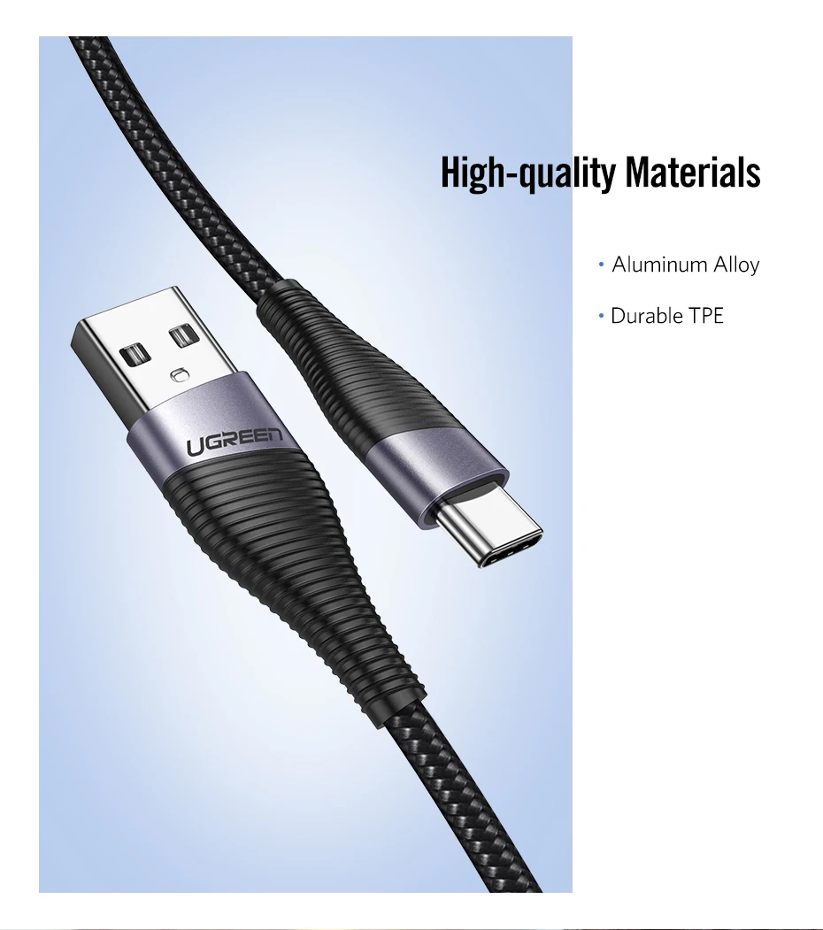 Ugreen USB C кабель для samsung Galaxy S10 S9 S8 Plus Note9 Быстрая зарядка для мобильного телефона type-C кабель для Xiaomi Mi8 USB-C USB шнур