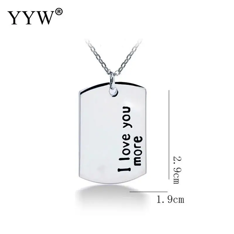 Я люблю тебя больше букв ожерелье Прямоугольник Серебряный цвет кулон овальная