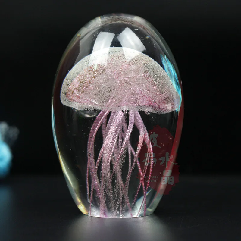 

Creative Colored Handmade Glow Glass Jellyfish Figurines Paperweight Aquarium Crystal Home Decoration birthday Christmas gifts