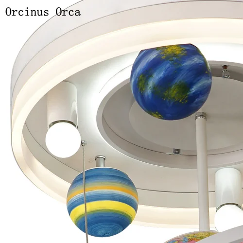 Мультяшная креативная вращающаяся люстра с круглым светом для мальчиков спальни