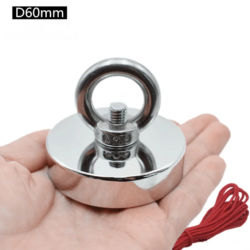1 шт. D60mm держатель сильный Мощный Неодимовый спасательные магниты потянув монтажный горшок с кольцом рыболовные снасти морской спасательное оборудование