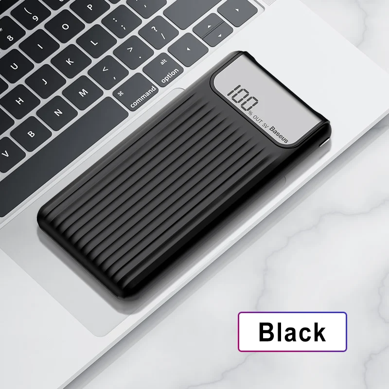 Baseus 10000 мАч lcd Dual USB Quick Charge 3,0 power Bank для iPhone XS Max 8 7 6 samsung Xiaomi QC3.0 power bank зарядное устройство - Цвет: BLACK