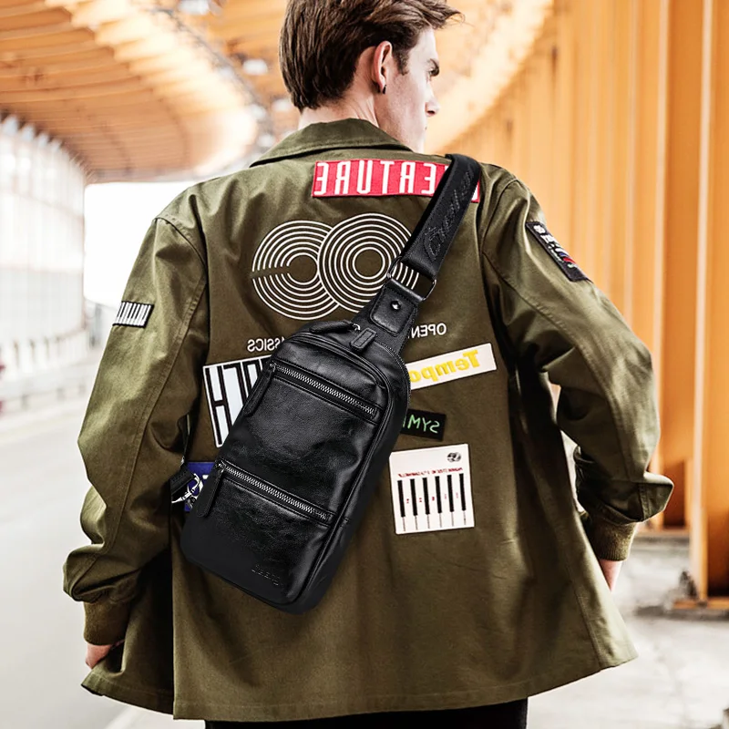 Кожаные сумки через плечо для мужчин нагрудная сумка-мессенджер Повседневная