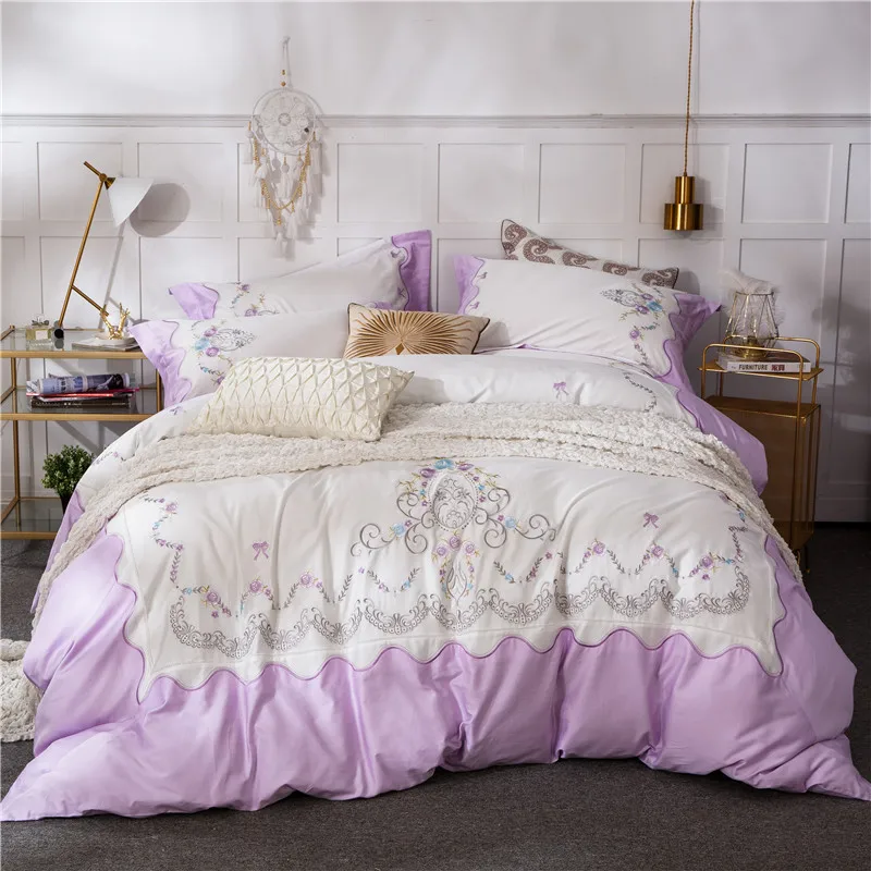 Новинка 2019 роскошный изысканный комплект постельного белья из хлопка с вышивкой