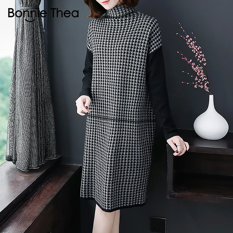 Женское клетчатое плотное эластичное зимнее платье Bonnie Thea женское осеннее