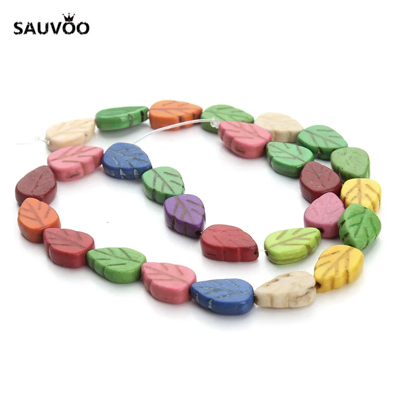 Каменные бусины SAUVOO 28 шт./упак. яркие в форме листа подвеска для браслета ожерелья