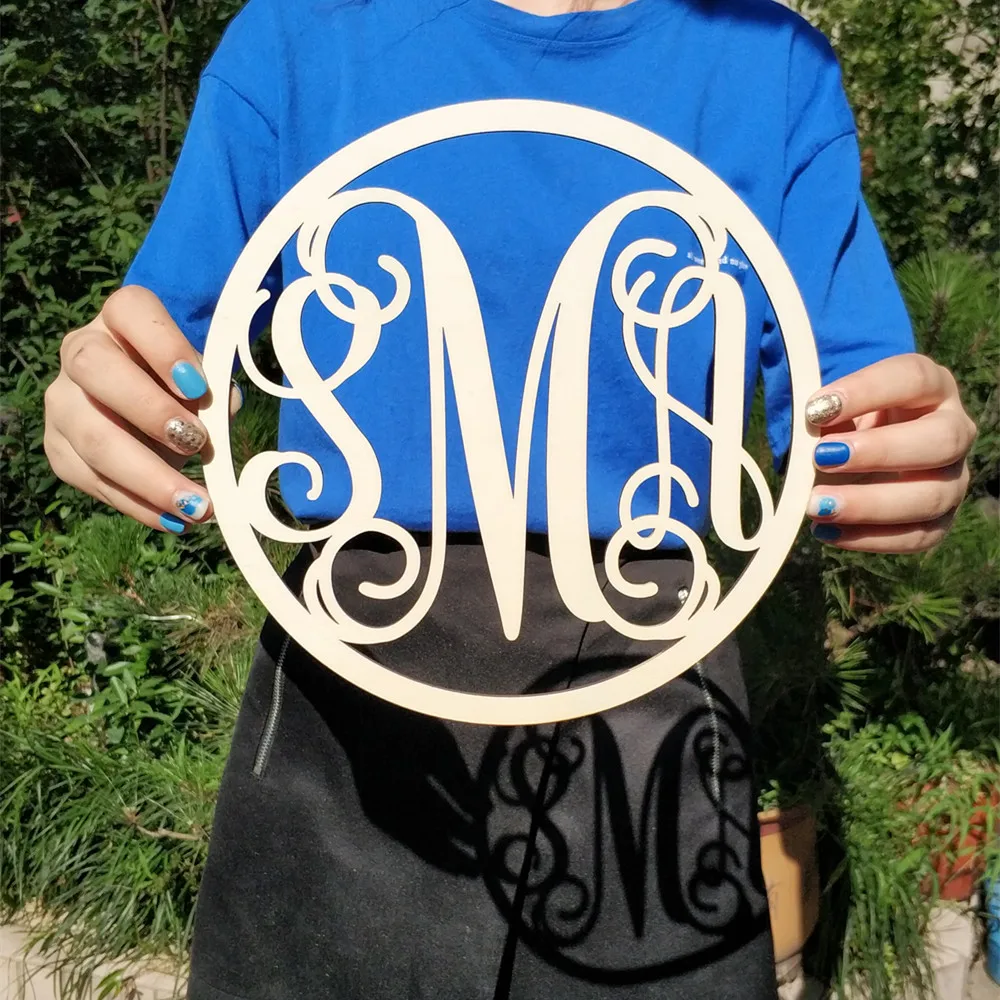 

Custom Personalized Word Circle Monogram Wall Hanging Unpainted Vine Letters Wedding Party Wall Decor Engagement Gifts