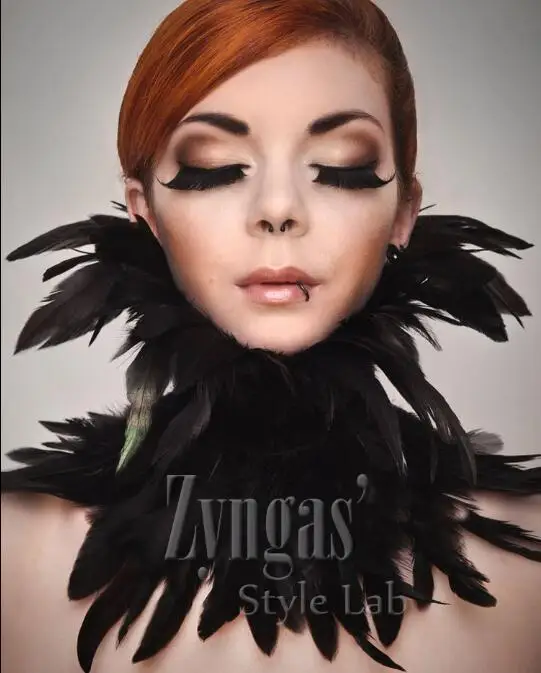 

Feather collar black Stage Feather neckwear Scarf Gothic Women