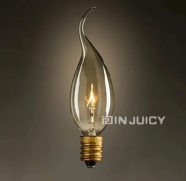 

10PCS RH LOFT E14 Vintage Edison bulb ball Lamp Light 25W clear glass transparent retro bar Cafe shop Halogen For Crystal lamp