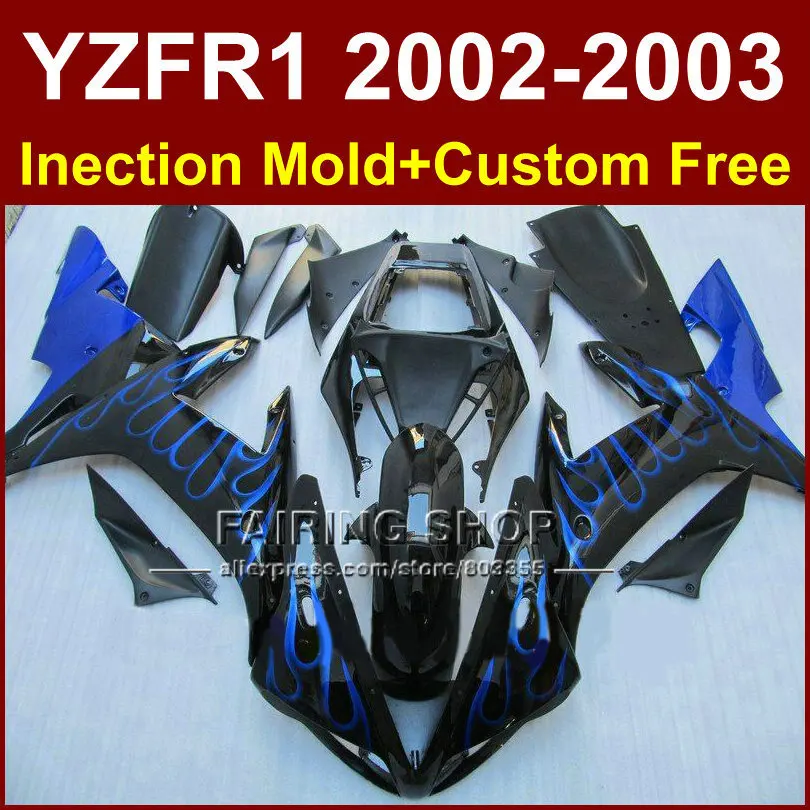 Обтекатели с синим пламенем для YAMAHA YZF1000 02 03 на заказ YZFR1 2002 2003 yzf r1 запчасти