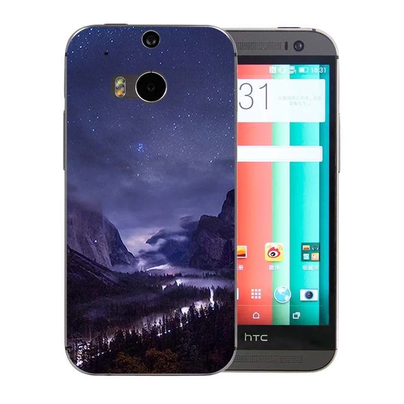 Phone Case Luxury Gel for HTC One M8 Mobile Soft TPU Shell Silicone Landscape Pattern Thin Full Protection Back Cover |