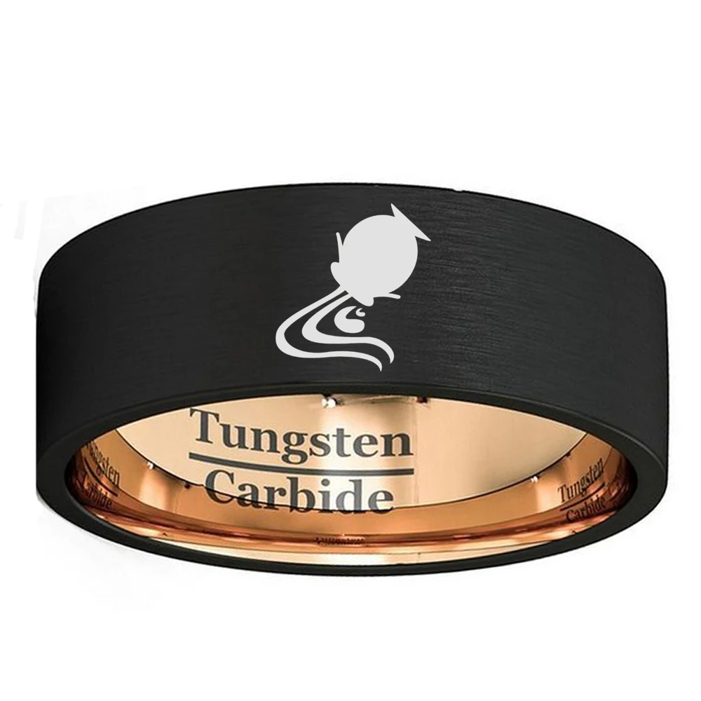 

Aries Aquarius Cancer Ring 8mm Black & Rose Gold Tungsten Wedding Band Valentines Gift for Men Size 7 to 13