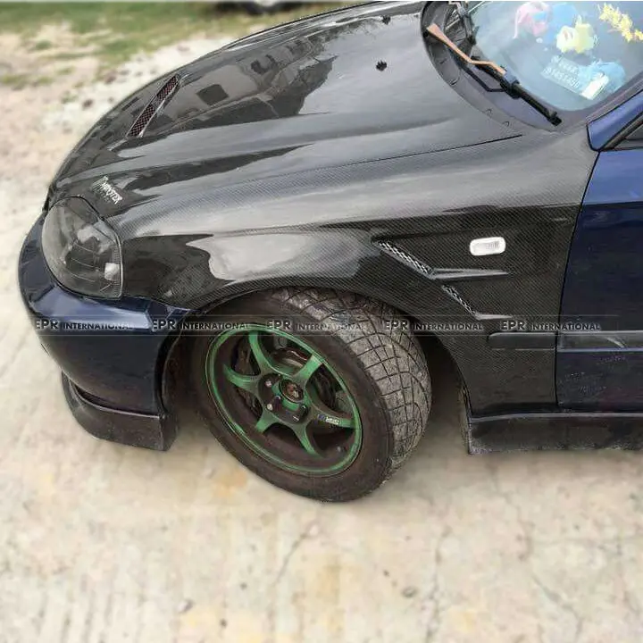 Автомобильный Стайлинг для Honda EK Civic 1999 2000 углеродное волокно вентилируемое