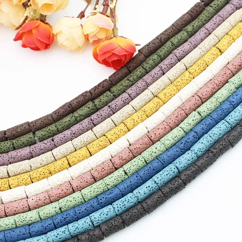 

Multi-Color Volcanic Lava Stone Tube 8-12mm Loose Beads 15" For DIY Jewelry making ! Mixed wholesale for all items!