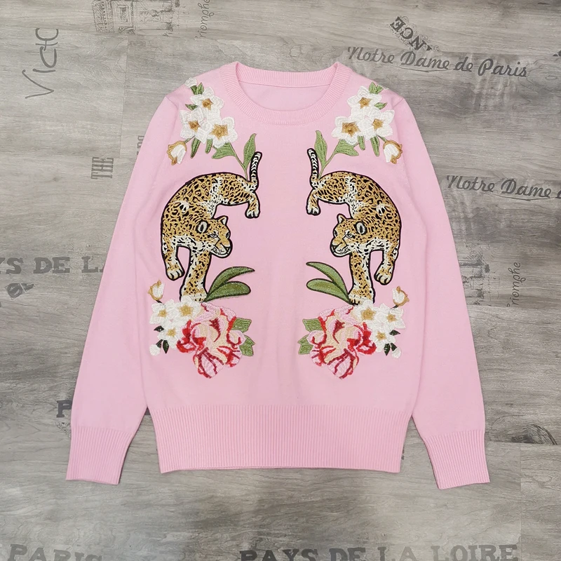 Роскошный дизайнерский брендовый вязаный свитер для женщин с аппликацией