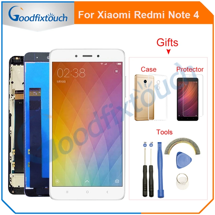 ЖК-дисплей с сенсорным экраном и дигитайзером в сборе рамкой для Xiaomi Redmi Note 4 Note4 NT4