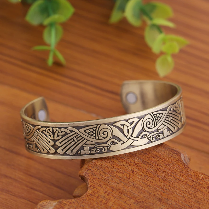 

Nordic Viking Raven Open Bracelet European and American Fashion Trends Men and Women Hand Pulse Bracelet