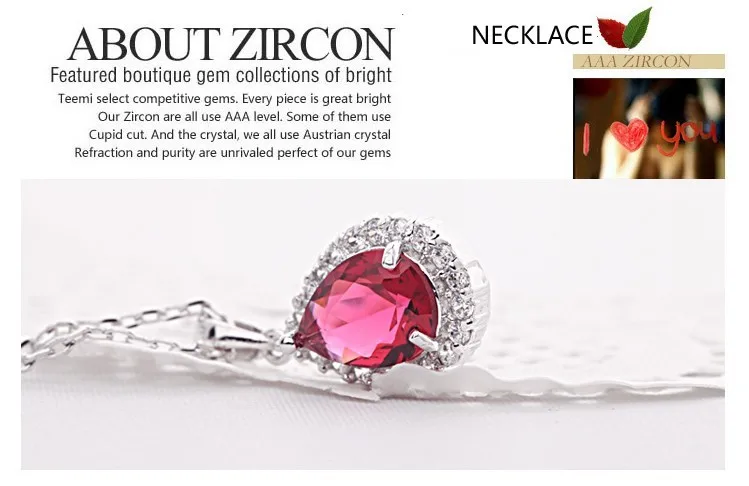 Luoteemi классический европейский Стиль ААА циркония Water Drop Neckalce CZ камень кулон высокое качество Цепочки и ожерелья украшения для свадьбы