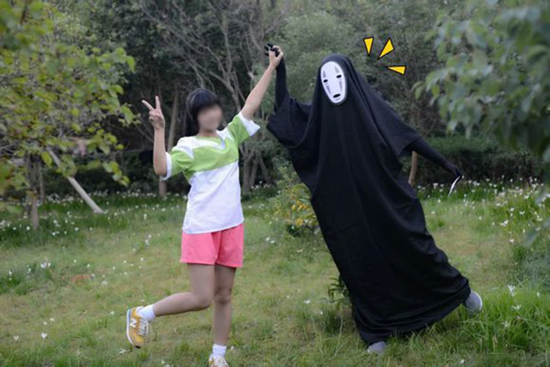 1 компл. No Face мужской Косплей Костюм Аниме Костюм Безликий с маской Призрак Хэллоуин костюм COS одежда маска перчатки черный фиолетовый