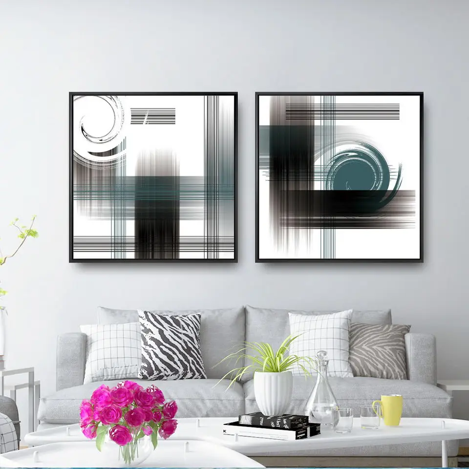 Home Decoration Paintings Print Canvas Wall Art Pictures Square Oil Unframed Drawings Abstract circle block combination | Дом и сад