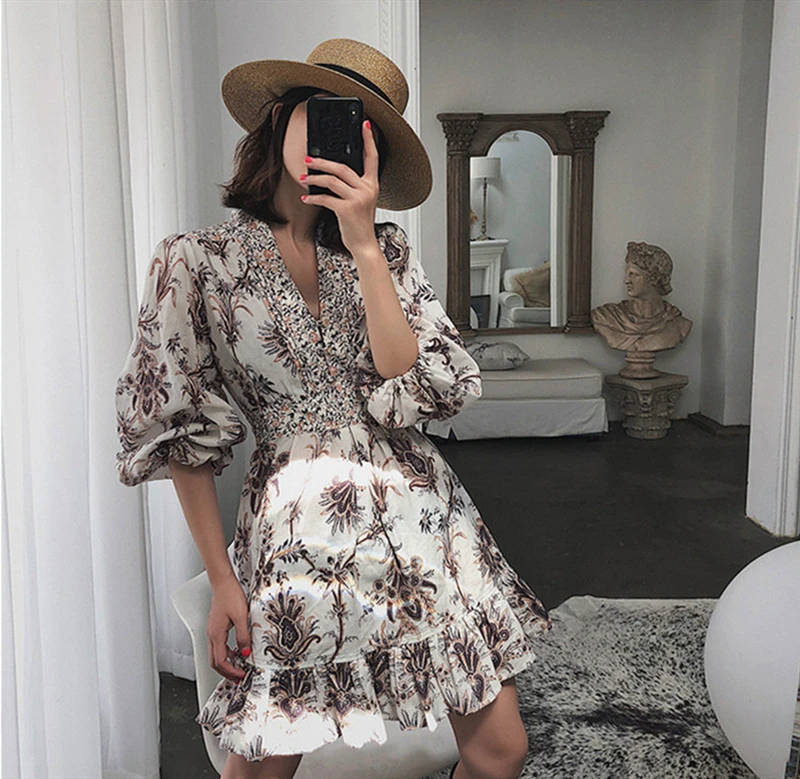 ZIM дизайнерское платье для подиума женское винтажное с цветочным принтом