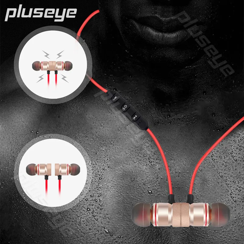 Pluseye Беспроводной Bluetooth наушники Спорт Handfree music бас с микрофоном для телефона iPhone